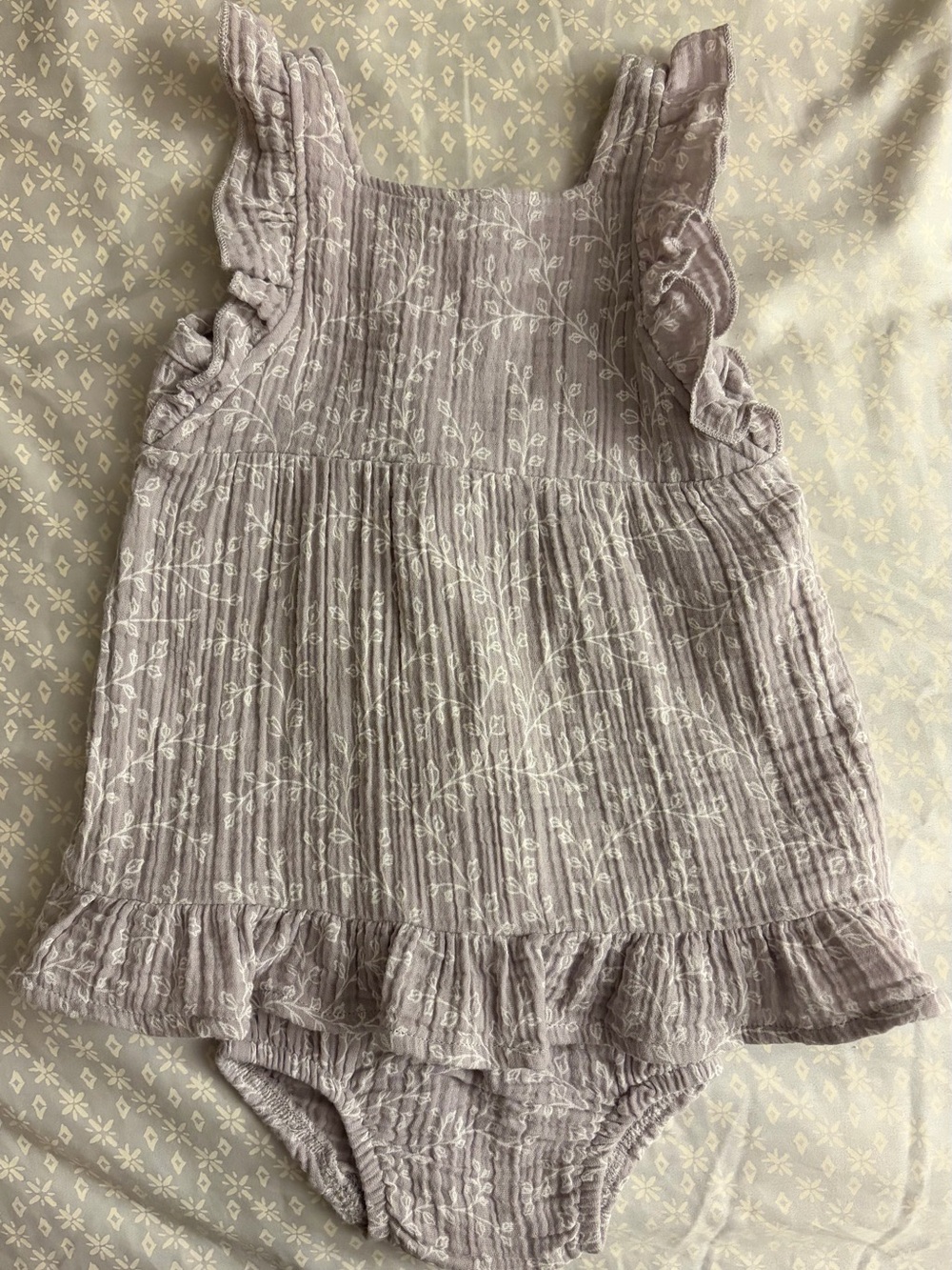 Colored Organics Organic Cotton Short Sleeve Dress - Lucia Floral/Lilla Muslin
